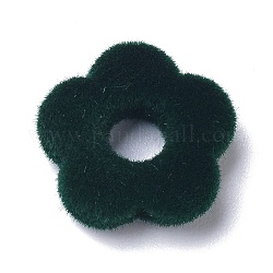 Flocky Resin Beads, Flower, Dark Slate Gray, 14x15x4mm, Hole: 1.4mm