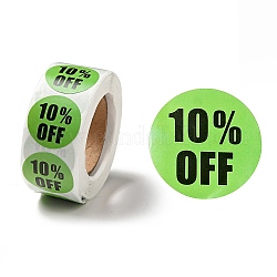 10% di sconto sugli adesivi rotondi a pois, carta autoadesiva percentuale di sconto sugli adesivi, per negozio al dettaglio, verde lime, 66x27mm, adesivi: 25 mm di diametro, 500pcs / rotolo