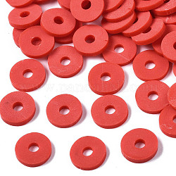 Umweltfreundliche handgemachte Fimo-Perlen, Disc / Flachrund, heishi Perlen, rot, 8x0.5~1 mm, Bohrung: 2 mm, ca. 13000 Stk. / 1000 g