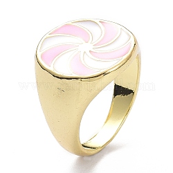 Кольца для пальцев из сплава с эмалью в виде вертушки, золотой свет, розовые, 3.5~16.5 мм, размер США 7 1/4 (17.5 мм)