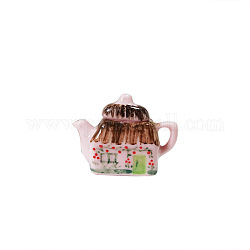 Ornements de théière miniature en porcelaine, accessoires de maison de poupée de jardin paysager micro, faire semblant de décorations d'accessoires, rose brumeuse, 32x24mm