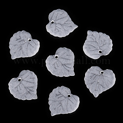 Transparent Frosted Acrylic Leaf Charms, Snow, 16x15x2.5mm, Hole: 1.4mm