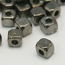 Tibetan Style Alloy Spacer Beads, Lead Free & Cadmium Free & Nickel Free, Cube, Gunmetal, about 4mm long, 4mm wide, 4mm thick, hole: 1.5mm