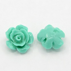 Synthetic Coral 3D Flower Rose Beads, Dyed, Turquoise, 12x6mm, Hole: 1.5mm