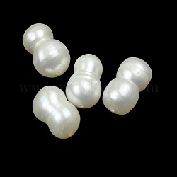 Perles de keshi baroques naturelles, Perles d'eau douce, gourde, floral blanc, 13~16.5x8~10mm