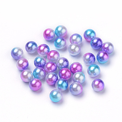 Perle di perle imitazione acrilico arcobaleno, perle di perle a sirena sfumata, Senza Buco, tondo, medio orchidea, 6mm, circa 3370pcs/337g