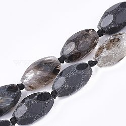 Черный арбуз камень стеклянные бусы пряди, матовые, граненые, овальные, 20~38x14.5~20.5x14~20.5 мм, отверстие : 2 мм, около 13 шт / нитка, 15.7 дюйм ~ 16.7 дюйма