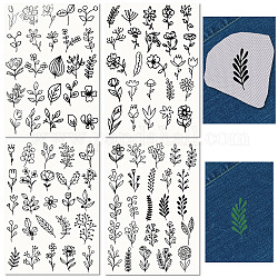 Non-Woven Water Soluble Embroidery Patterns, Wash Away Embroidery Stabilizer, Stick and Stitch Embroidery Paper, Flower, 297x210mmm, 4pcs/set