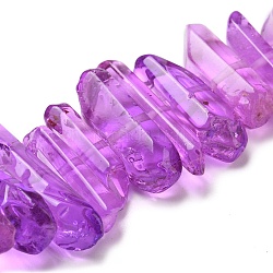 Superrisultati 1 filo di perle di cristallo di quarzo naturale fili, tinto, pilastro, orchidea scuro, 15~30x4~8x4~7mm, Foro: 1 mm, 8 pollice