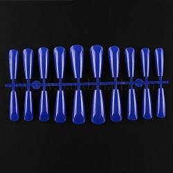Uñas postizas de plástico de color sólido sin costura, practica la herramienta del arte del clavo de manicura, azul de Prusia, 26~32x6~13mm, 20 PC / sistema.