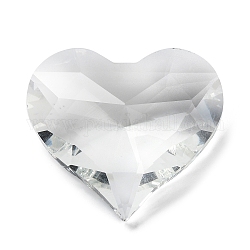 Abalorios de vidrio transparentes, facetados, corazón, ningún agujero, para araña de cristal colgante, Claro, 36x39x15mm
