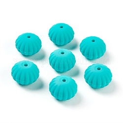 Perle di silicone ecologiche per uso alimentare, masticare perline per i denti, fare collane fai-da-te fai-da-te, rondelle, turchese scuro, 18x13.5mm, Foro: 1.5 mm