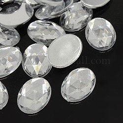 Imitation Taiwan Acrylic Rhinestone Cabochons, Faceted, Flat Back Oval, Clear, 25x18x6mm, about 200pcs/bag