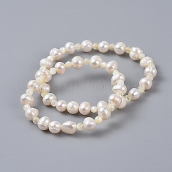 Bijoux de fête des mères, ensembles de bracelets de perles naturelles, pour mère et fille, avec des perles de coquillage et des boîtes à bijoux en carton, 1-3/4 pouce (4.5 cm) et 2-1/8 pouces (5.5 cm), 2 pièces / kit