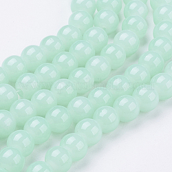 Chapelets de perles en verre imitation jade, peint à la bombe, ronde, aigue-marine, 8mm, Trou: 1.3~1.6mm, Environ 100 pcs/chapelet, 31.4 pouce