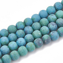 Synthetic Chrysocolla Beads Strands, Frosted, Round, 4mm, Hole: 1mm, about 96pcs/strand, 15.5 inch