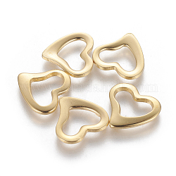 201 anelli di collegamento in acciaio inox, cuore, oro, 14.5x15x1.5mm, diametro interno: 6.5x10.5mm