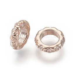 316 perles chirurgicales en acier inoxydable, Perles avec un grand trou   , anneau, or rose, 8.5x2.5mm, Trou: 5mm
