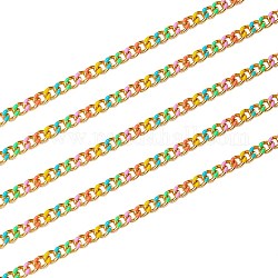 Двухцветные латунные цепочки ручной работы длиной 2 м, с эмалью, несварные, долговечный, реальный 18k позолоченный, красочный, 6x5x1.2 мм, 2 м / коробке