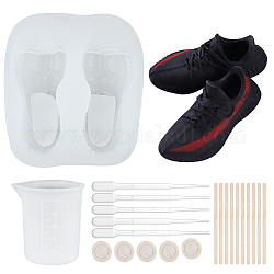 Kits de moldes de silicona con forma de zapatos diy de olycraft, Incluye gotero de plástico desechable de 2 ml y cunas para dedos de látex, palitos de madera para manualidades y taza medidora de 100 ml, blanco, 68.5x61x33.5mm