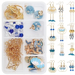 SUNNYCLUE DIY Dangle Earring Making Kits, Including Alloy Pendants, Iron Pendants, Glass Globe Pendants & Glass Pearl Beads, Brass Hoop Earrings Findings & Cable Chains, Golden
