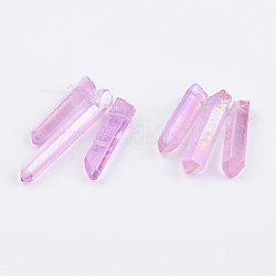 Perles de verre graduées en cristal de quartz naturel électrolytique, pépites, violette, 21~43x5~13mm, Trou: 1mm, 3 pièces / kit