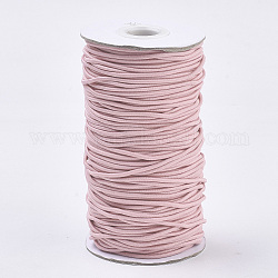 Cordon elástico redondo, con el exterior de la fibra y el caucho en el interior, rosa, 2mm, alrededor de 76.55 yarda (70 m) / rollo