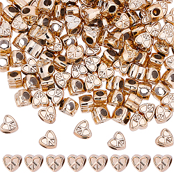 Nbeads 200pcs UV-Überzug Acryl europäischen Perlen, Großloch perlen, Herz mit Friedenszeichen, Roségold, 9.5x10x7.5 mm, Bohrung: 4 mm