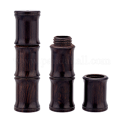 Gros pendentifs en bois d'ébène, la moitié foré, avec bouchon à vis, non teint, charme de bâton de bambou, noir, 61x16mm, Trou: 1.6mm