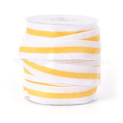 Полиэфирная лента, односторонняя бархатная лента, двоичный цвет, полосатый рисунок, желтые, 1 дюйм (26 мм), о 25yards / рулон (22.86 м / рулон)
