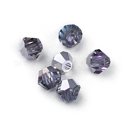Perle di strass di vetro k9, sfaccettato, bicono, luce di vitrail, 4x4mm, Foro: 1 mm