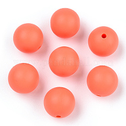 Food Grade Eco-Friendly Silicone Beads, Round, Light Coral, 14~15mm, Hole: 2mm