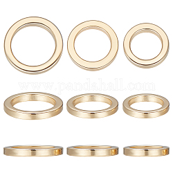 Beebeecraft 60 pz 3 stili anelli di collegamento in ottone, placcato di lunga durata, anello rotondo, vero placcato oro 24k, 6~8x1mm, diametro interno: 4~6mm, 20pcs / style
