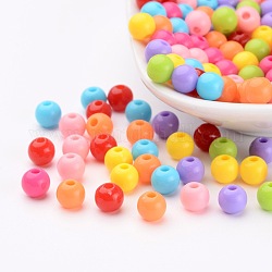 Mixed Color Acrylic Jewelry Beads, Loose Round Beads, DIY Material for Children's Day Gifts Making, Size: about 6mm in diameter, hole: 2mm