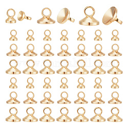 ARRICRAFT 90Pcs 3 Size Brass Pendants Bails, Bead Cap Bails, For No Hole Beads, Real 14K Gold Plated, 3.5~4.7x2.5~5.6mm, Hole: 1.5~2.1mm, Tray: 2.5~4.5mm, 30Pcs/size