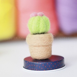 Kit de fieltro de aguja de cactus, incluyendo instrucciones, 1 pieza de espuma, Agujas 3pcs, 4 colores lana, color mezclado