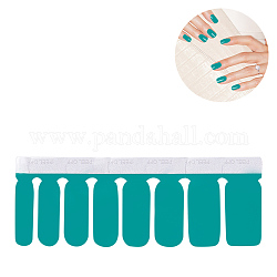 Couverture complète de couleur unie meilleurs autocollants pour les ongles, auto-adhésif, autocollant, pour les femmes filles manucure nail art décoration, vert de mer, 10.9x3.9 cm
