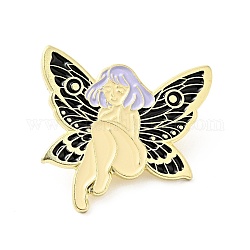 Ангел фея бабочка крыло эмалированная булавка, значок из сплава с золотым покрытием для рюкзака, сирень, 28x30x1.5 мм