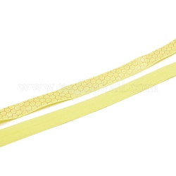 Elastisches Polyesterband, flach mit goldenem Wabenmuster, für Geschenkdekoration, Bekleidungszubehör, Champagnergelb, 15 mm