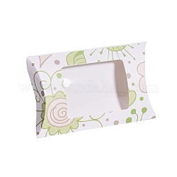 Kissenbezüge aus Papier, Geschenkbonbon-Verpackungsbox, mit klarem Fenster, Herzmuster, weiß, 12.5x8x2.2 cm
