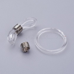 Titolari di occhiali in silicone, con accessori di ferro, chiaro, platino, 24x7mm