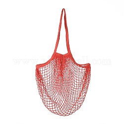 Sacchetti della spesa portatili in rete di cotone, borsa per la spesa in rete riutilizzabile, rosso, 58.05cm, borsa: 35x38x1.8 cm.
