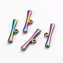 Ionenbeschichtung (IP) 304 Edelstahl-Knebelverschlüsse Teile, Bar, Regenbogen-Farb, 21x6x2.5 mm, Bohrung: 1.5 mm