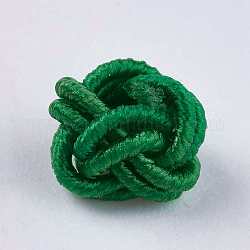 Perline poliestere tessuto, tondo, verde, 6.5x4.5mm, Foro: 4 mm