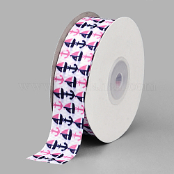 Einseitig bedruckt Polyester Grosgrainbänder, Anker-Muster-, weiß, 1 Zoll (25 mm), etwa 20 yards / Rolle (18.288 m / Rolle)