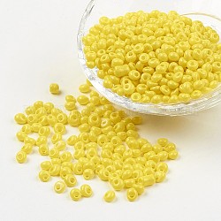 Perline di vetro opaco, perline a goccia con frangia, giallo, 4~5x3mm, Foro: 1 mm, su 440~450 g / borsa