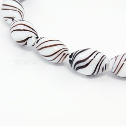 Handmade Lampwork Oval Beads Strands, Saddle Brown, 18~19x11~12mm, Hole: 1~3mm, about 20pcs/strand, 13.97inch