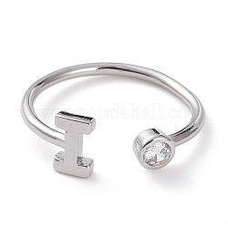 Латунные кольца из манжеты с прозрачным цирконием, открытые кольца, долговечный, платина, Буква 