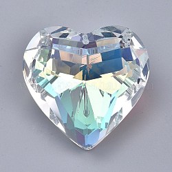 K9 vidrio Colgantes de rhinestone, facetados, corazón, crystal ab, 44x45.5x27.5mm, agujero: 1.4 mm