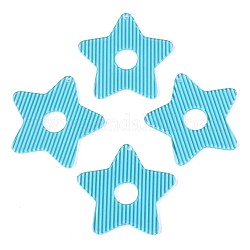 Pendenti in acetato di cellulosa (resina) a strisce, stella, ciano, 36x37.5x2mm, Foro: 1.4 mm